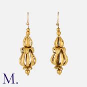A Pair Of Earrings, each comprising a series of graduated articulated sections of abstract and