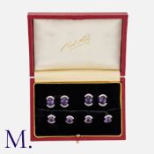 An Amethyst and Diamond Dress Set in platinum, comprising a pair of amethyst and diamond