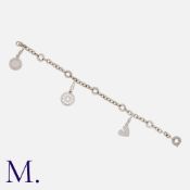BULGARI, A Charm Bracelet in 18k white gold. comprising a series of interlocking links, punctuated