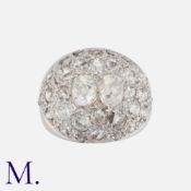 An Antique French Diamond Bombé Ring in 18 carat white gold, the domed, bombé form set throughout