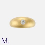 A Diamond Gypsy Ring in yellow gold, set with a round cut diamond weighing approx. 0.30ct within a