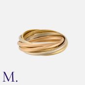 CARTIER. A 7-Band Trinity Ring in 18ct yellow, white and rose gold. Signed Cartier. French marks for