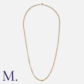 A Gold Rolo Link Chain in 9K yellow gold. C-clasp stamped 9K and fastening loop hallmarked for 9ct