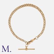 A Curb Link Bracelet with T-Bar in 9ct rose gold, with lobster clip fastening and T-Bar pendant.