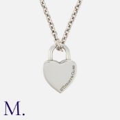 TIFFANY & Co. A Heart Padlock Pendant Necklace, Engraved to the front 'I LOVE YOU', the reverse