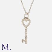 TIFFANY & Co. A Heart Key Pendant Necklace, Signed Tiffany & Co, 925 . Size: Pendant: 5.8cm Chain: