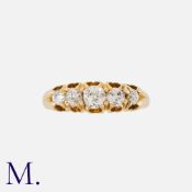 An Antique Diamond 5-Stone Ring in 18K yellow gold set with old cut diamonds weighing