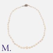 A Natural Saltwater Pearl Necklace, comprising a single string of graduated pearls measuring