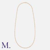 An Elongated Curb Link Chain in 9ct rose gold with C-clasp fastening. Partial hallmark for 9ct gold.