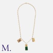 A Charm Necklace in 9 carat yellow gold, comprising a series of interlocking elongated belcher