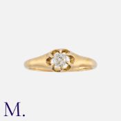 Old Cut Diamond Solitaire Ring in yellow gold, set with an old cut diamond of approximately 0.