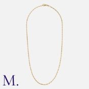 A Wheat sheaf Chain in 9 carat yellow gold, comprising a series of interlocking 'wheat sheaf' links,