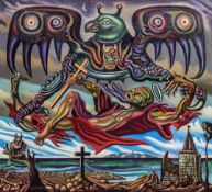 * ALLY THOMPSON (SCOTTISH 1955 - 2016), SAINT ANTHONY BORNE ALOFT BY THE HARPY QUEEN