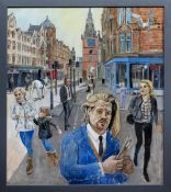 JOHN JOHNSTONE SSA (SCOTTISH b. 1941), STEVEN CAMPBELL AND ADRIAN WISZNIEWSKI IN ARGYLE STREET