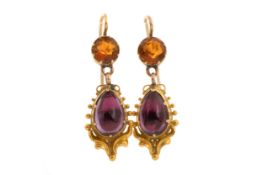 PAIR OF VICTORIAN GEMSTONE AND AMETHYST EARRINGS,