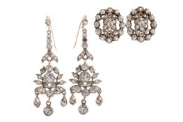 TWO PAIRS OF EARLY VICTORIAN EARRINGS,