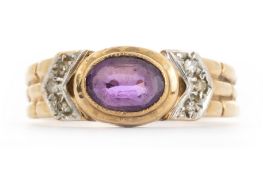 AMETHYST AND DIAMOND RING,