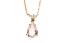 MORGANITE AND DIAMOND PENDANT,