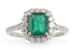 EMERALD AND DIAMOND RING,