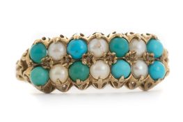 TURQUOISE AND PEARL RING,