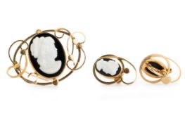 CAMEO BROOCH, AND A PAIR OF MATCHING EARRINGS