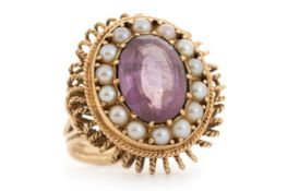 AMETHYST AND PEARL RING,