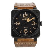 BELL AND ROSS BR 03-92, PVD COATED STAINLESS STEEL AUTOMATIC WRIST WATCH
