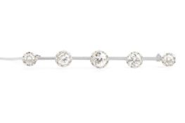 DIAMOND FIVE STONE BROOCH,