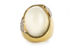 MOONSTONE AND DIAMOND RING,