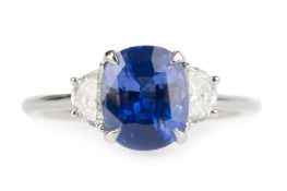 CERTIFICATED SAPPHIRE AND DIAMOND RING,