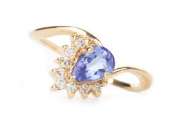 TANZANITE AND DIAMOND RING,