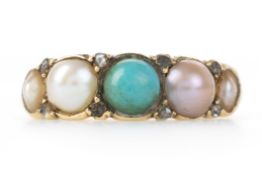 TURQUOISE AND PEARL RING,