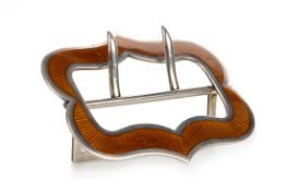 EDWARDIAN SILVER AND ENAMEL BELT BUCKLE, MAKER LE, BIRMINGHAM 1910