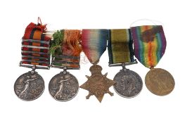 GROUP OF FIVE BOER WAR AND WORLD WAR I MEDALS,