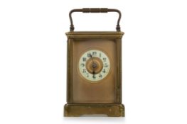 FRENCH BRASS CARRIAGE CLOCK, LATE 19TH CENTURY