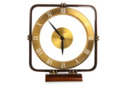 JAEGER LeCOULTRE DESK CLOCK, WITH A CIRCULAR BRASS DIAL