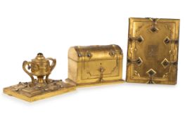 VICTORIAN GILT BRONZE DESK SET, MID 19TH CENTURY