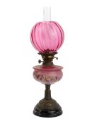 VICTORIAN BRASS OIL LAMP, MID-LATE 19TH CENTURY