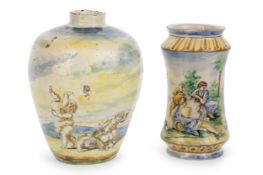 TWO MAJOLICA VASES, 19TH CENTURY