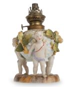 GERMAN PORCELAIN OIL LAMP, LATE 19TH CENTURY