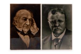 PAIR OF PORTRAIT TILE PLAQUES, EARLY 20TH CENTURY