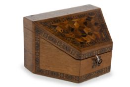 TUNBRIDGE WARE STATIONERY BOX, MID 19TH CENTURY