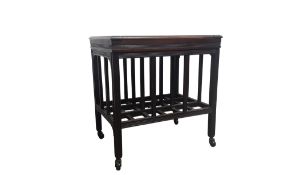 MAHOGANY CANTERBURY / TROLLEY TABLE, LATE 19TH / EARLY 20TH CENTURY