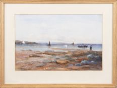 JAMES KAY, BOATS AND FIGURES BY THE SHORE