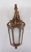 A brass wall hall lantern. France, late 19th century. 50 x 30 cm.