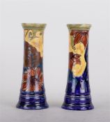 J.M.G. Brouwer for Rozenburg 1902. A set of earthenware vases in Art Nouveau decor. H. 15,5 cm.