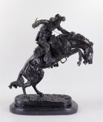 After Frederic SackriderRemington (1861-1909), Bronco buster, signed in the base, dark patinated bro