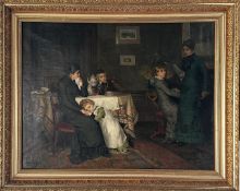 Willem Steelink Jr. (Amsterdam 1856 - 1928), A precious moment with the family, signed and dated '18