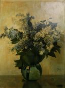 Jan Bogaerts (1878 - 1962), Blue and white lilacs in a glass vase, signed, and dated '36 (?)(center