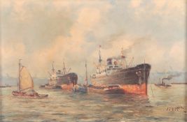 Jan Schipper (1899 - 1961), View of the Rotterdam harbour, signed (bottom right), oil on canvas, 40